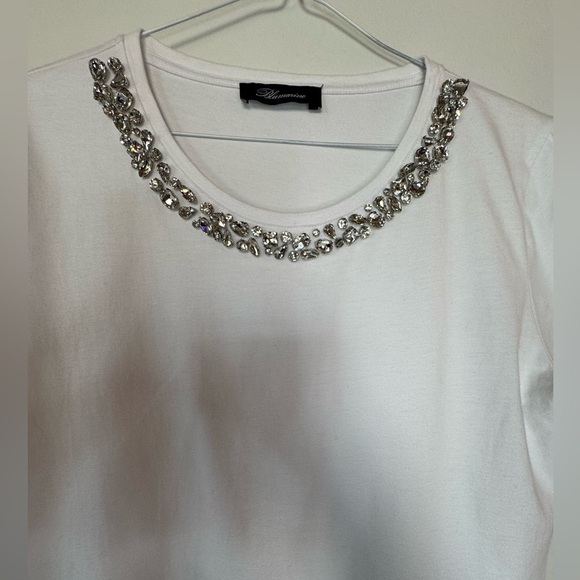 Bluemarine White T-Shirt – Size M, Embellished Neckline - Picture 3 of 11